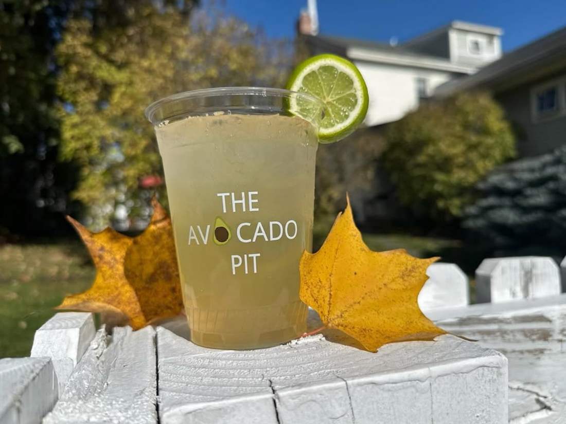 Cocktail outside of Stowe Avocado Pit